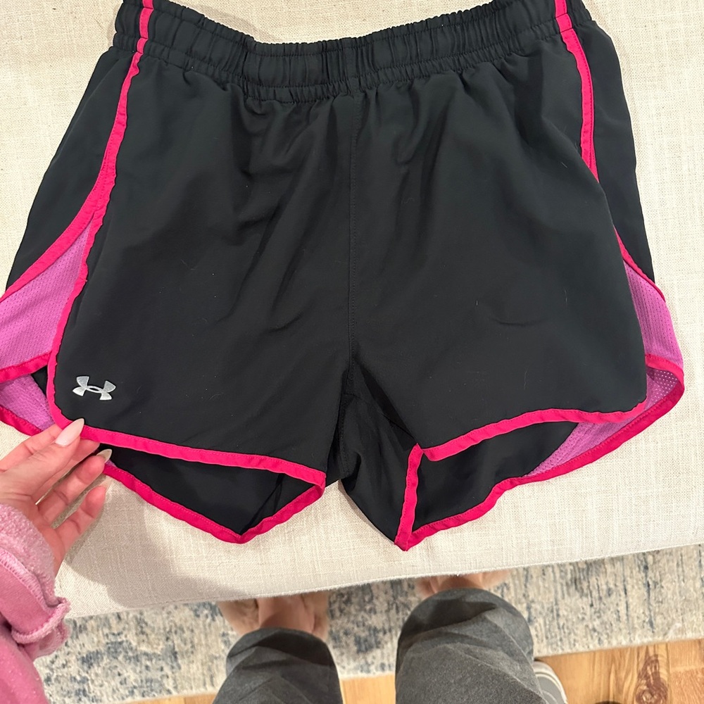 Under Armour Women's Black Shorts with Pink Trim